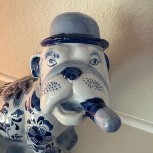 Bulldog Smoking Cigar Figurine